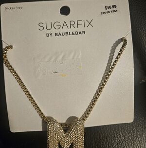 Sugarfix by BaubleBar Gold Crystal 'M' Initial Necklace
